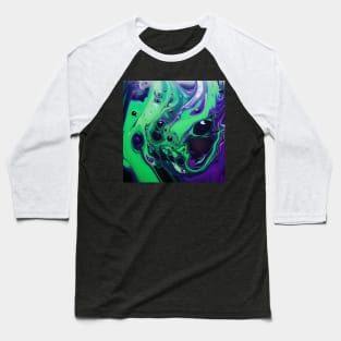 Emerald Vortex: The Dance of Color in Abstract Art Baseball T-Shirt